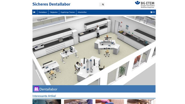 Das neue interaktive Branchenportal der BG ETEM informiert Führungskräfte, Arbeitsschutzexperten und Beschäftigte über relevante Vorschriften und Regeln zur betrieblichen Sicherheit und Gesundheit in zahntechnischen Laboratorien.