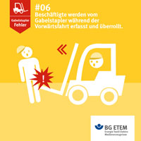 Nachsicht beim Vorwärtsfahren: Mitarbeiter können plötzlich vor dem Gabelstapler unerwartet auftauchen. Gefährlich sind vor allem Kurven und unübersichtliche Strecken. Deswegen immer langsam fahren und nur die vorgesehenen Verkehrswege benutzen.