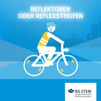 Das Rad muss - zum Beispiel an Pedalen, Reifen oder Speichen - mit Reflektoren oder Reflexstreifen ausgestattet sein. Das Gleiche sollte für eure Kleidung gelten: Reflektierende Materialien können in den Stoff eingelassen sein, ihr könnt aber auch entsprechende Klettbänder oder Sicherheitswesten tragen.