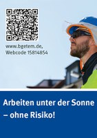 Wer draußen arbeitet, muss seine Haut vor der Sonne schützen. Dabei hilft die Kurz-Info der BG ETEM im praktischen Visitenkartenformat. Sie bringt wichtige Tipps zum Sonnenschutz auf den Punkt, die sich einfach umsetzen lassen. Am besten direkt bestellen, einstecken und immer mal wieder draufschauen, bevor man mit der Arbeit draußen beginnt!