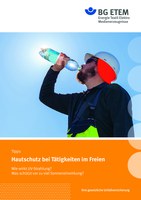 Wer überwiegend oder zeitweise im Freien arbeitet, ist verstärkt der Sonne ausgesetzt. Wie kann man sich wirksam vor zu viel Sonneneinwirkung schützen? Wie wirkt UV-Strahlung? Was hilft, eventuelle Hautveränderungen frühzeitig zu erkennen? Darüber informiert kurz und prägnant das Faltblatt 