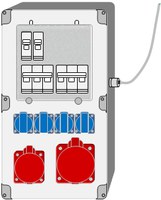 Verteiler (Steckdosenkombination) mit Kabeleinführung für flexible Leitung