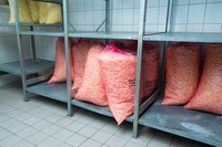 Das fertige Popcorn wird bis zum Verkauf gelagert.