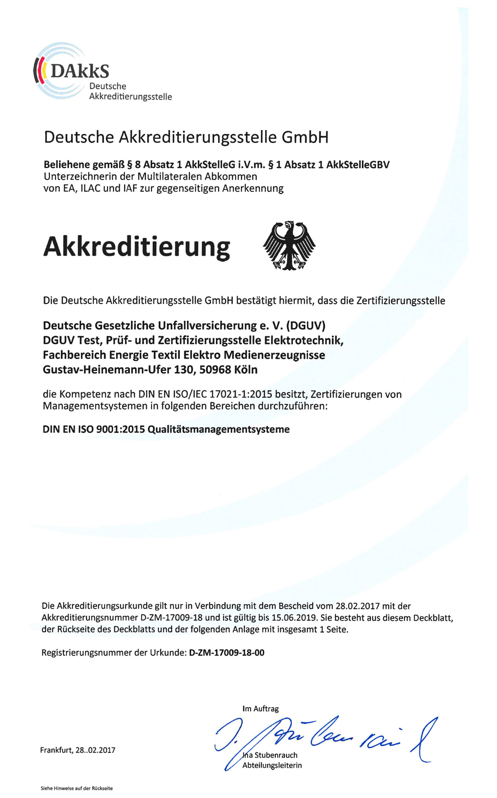 Akkreditierungsurkunde