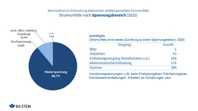 Stromunfälle nach Spannungsbereich