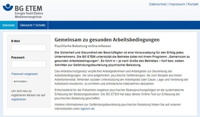 Das Online-Tool der BG ETEM unterstützt Sie bei der Erfassung psychischer Belastung.