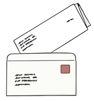 Das Bild zeigt einen Brief in einem Briefumschlag.