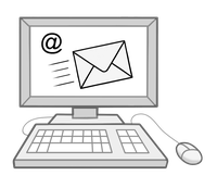 Das Bild zeigt einen Monitor, auf dem eine E-Mail abgebildet ist.