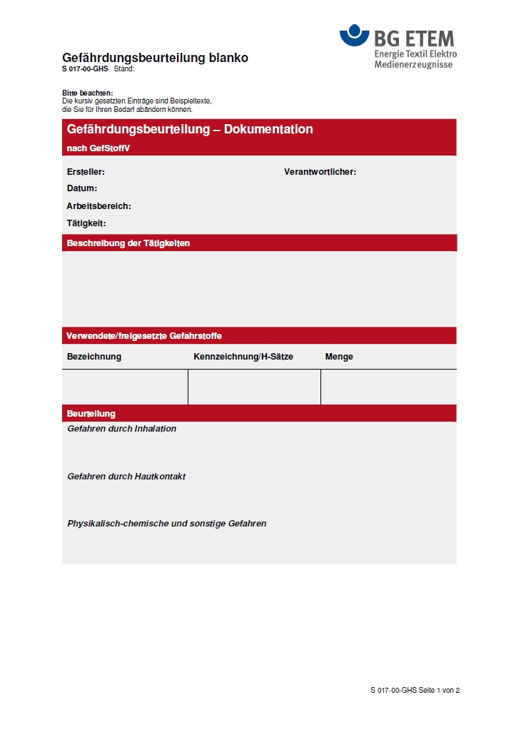 Gefährdungsbeurteilung
