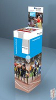 Aufsteller Paralympics Zeitung, Maße 30 x 41 x 140, Fach für einen Din-lang-Flyer vorhanden